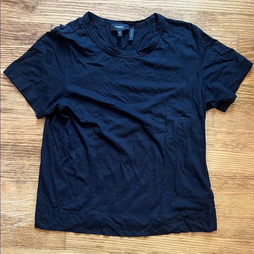 Theory Jet Black Crew Neck Tee